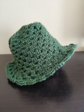 Hand-Crocheted Green Bucket Hat
